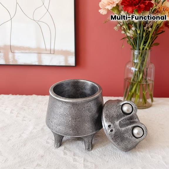 Bronze Frog Storage Box with Lid Resin Organizer for Keys Small Items Diffuser Holder
