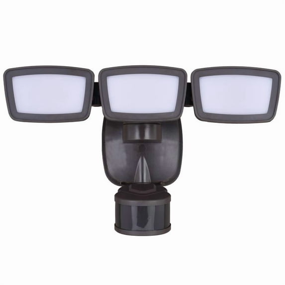 Bronze Integrated LED Motion Sensor Dusk to Dawn 3-Head Outdoor Security Flood Light - 240 Degree - 85 Ft.