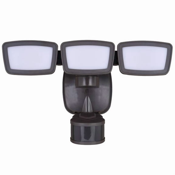 Bronze Integrated LED Motion Sensor Dusk to Dawn 3-Head Outdoor Security Flood Light - 240 Degree - 85 Ft.