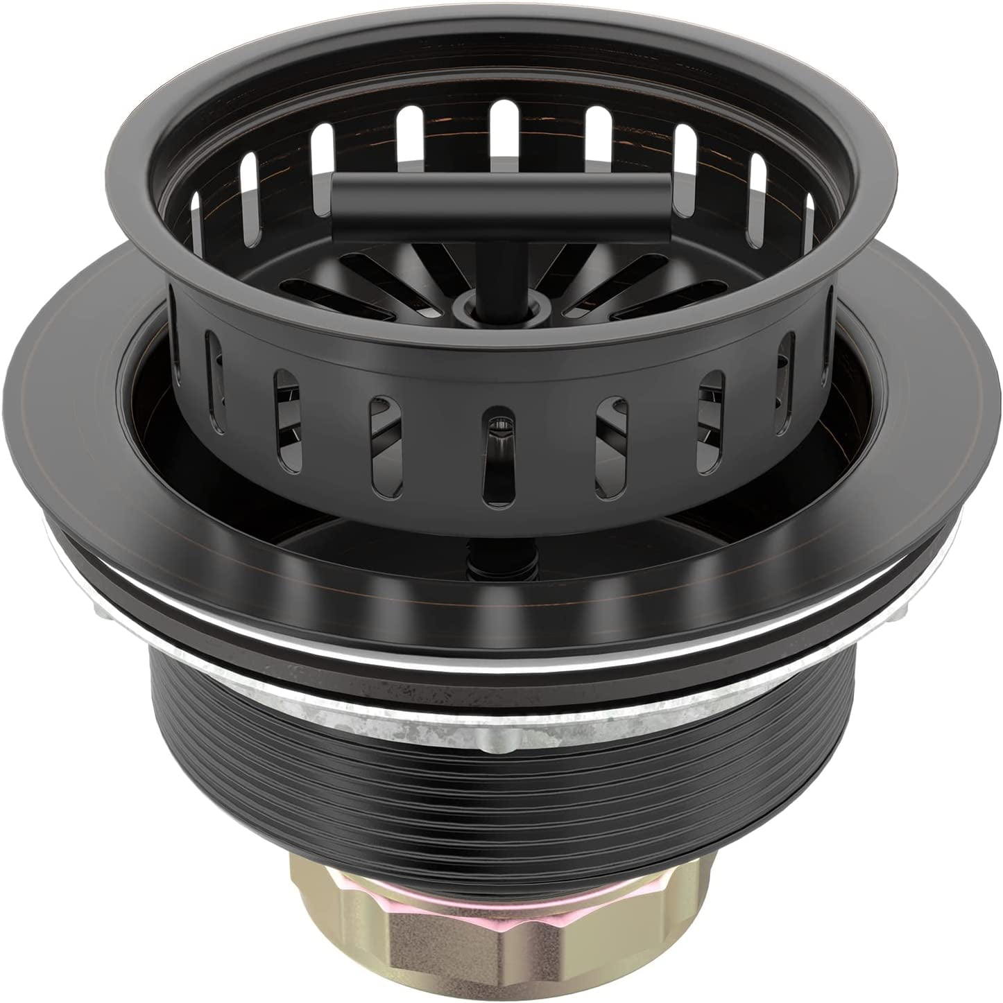 Bronze Kitchen Sink Drain Kit 3 1/2 Sink Strainer for Kitchen Sink with Stainless Steel Strainer Stopper Drain Assembly Basket Strainer Fit Standard Sink Drain Hole