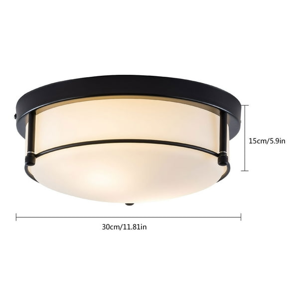 Bronze Led Flush Mount Ceiling Lamp Fixture 12 Inch Modern Round Glass Light Shade
