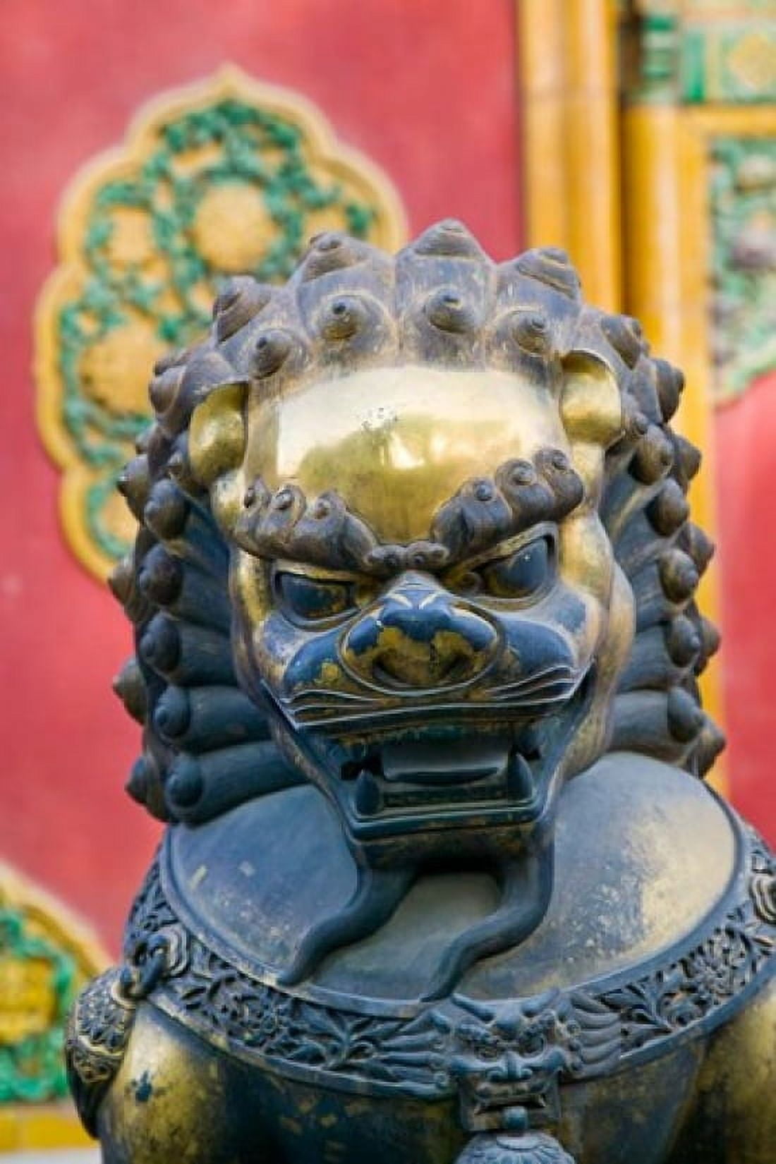 Bronze Lion The Forbidden City Beijing China Canvas Art - Walter Bibikow DanitaDelimont (23 x 35)