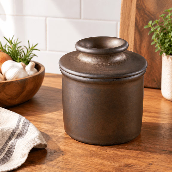Bronze Matte Ceramic Butter Keeper, 5.31 x 4.72 x 4.72 Inches