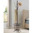 thumbnail image 1 of Bronze Metal 10 Hook Entryway Coat & Hat Rack with Umbrella Stand, 1 of 3