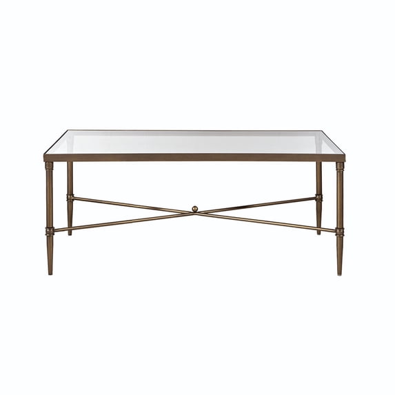 Bronze Metal Frame Coffee Table with Tempered Glass Top - Elegant and Sturdy Focal Point for Any Space - Easy Assembly - Timeless and Classic Design - Suitable for Various Interior Styles