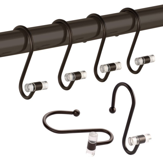 Bronze Metal Shower Curtain Hooks,Acrylic TBar Decorative Anti Rust