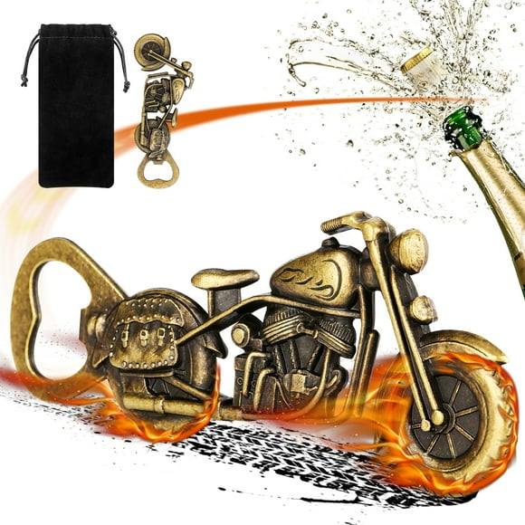 Bronze Motorcycle Beer Bottle Opener with Gift Bag, Beer Gifts for Men, Gadget for Men Gifts, Motorbike Gifts for Men Him Dad Husband Boyfriend Biker Father, Motorbike Lover Birthday Present