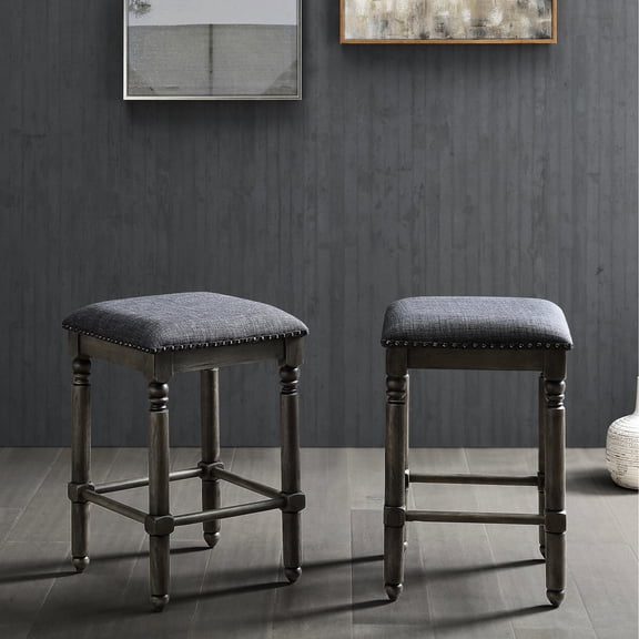 Bronze Nailhead Trim / Breakfast Nook Usage / Comfortable Grey Stools