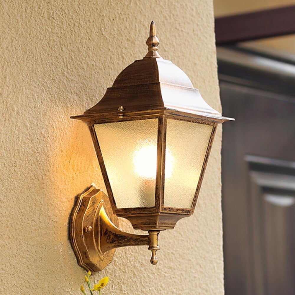 Bronze Outdoor Wall Light Aluminum Housing Outside Wall Sconce Vintage ...