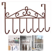Bronze Over Door Hooks 7 Hooks,Over Door Hanger Without Drilling, Coat Clothes Storage Rack for Bedroom, Bathroom, Living Room