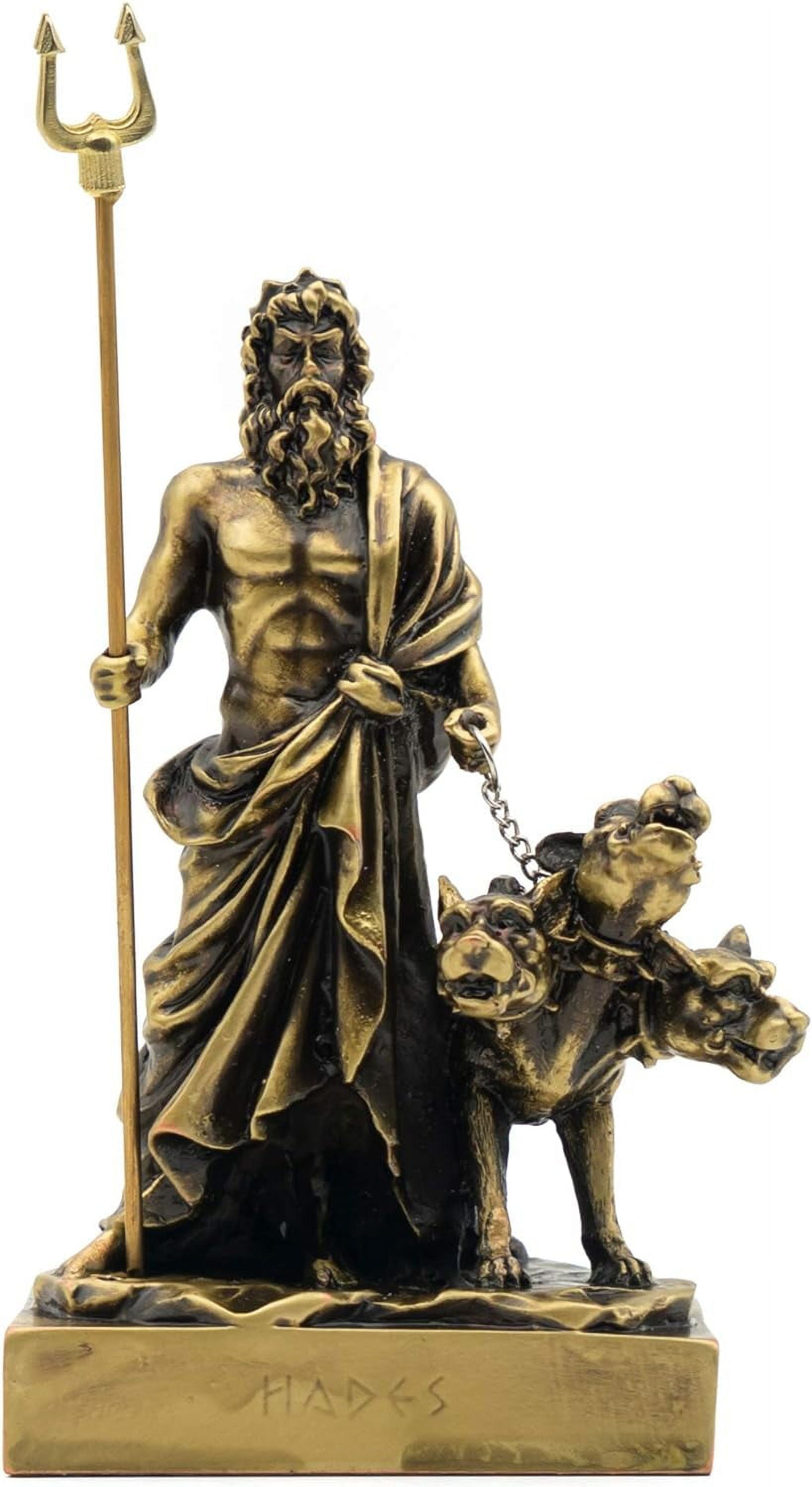 Bronze Plated Hades with Cerberus Statue 6 in