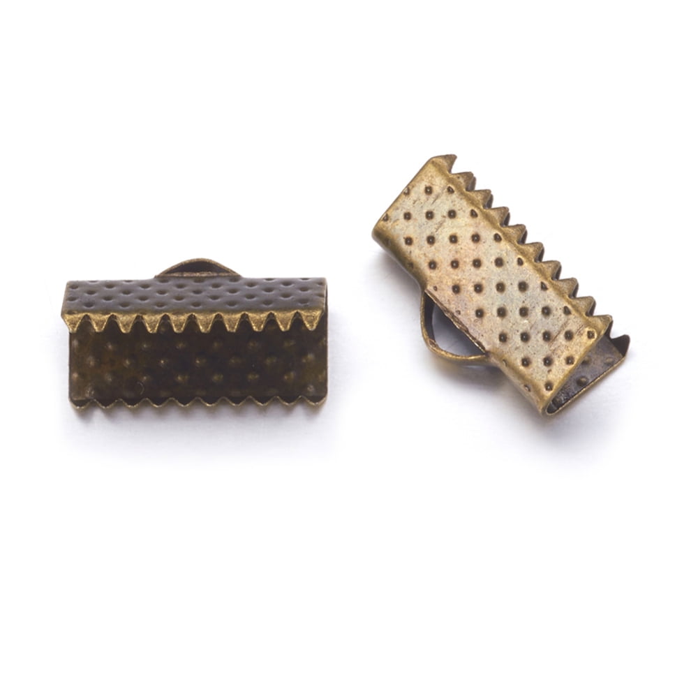 Bronze Plated Iron Ribbon Crimp Ends Nickel Free 7x13mm hole: 2mm ...