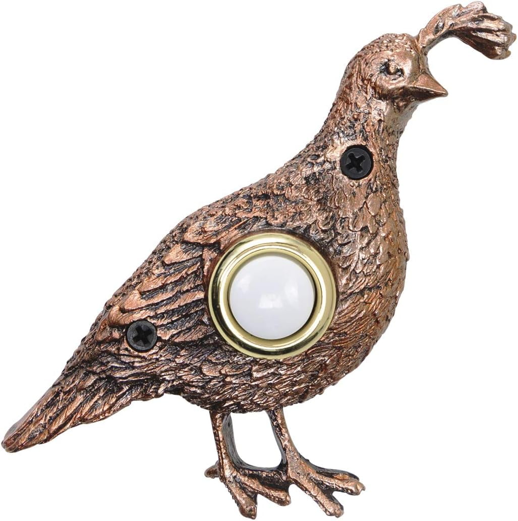 Bronze Plated Quail Door Wired & Illuminated Push Button Cast in