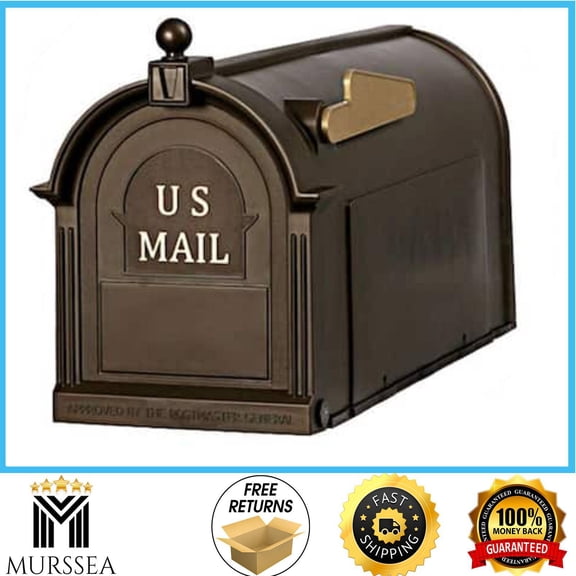 Bronze Post Mount Mailbox, Large, Keeps Mail Dry, Heavy Duty for Rural