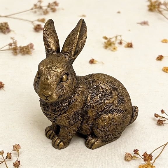 Bronze Resin Standing Bunny Easter Tabletop Decoration, 4.53" – Perfect Easter Bunny Accent for Spring Home Decor, Easter Mantel Sitter, Easter Shelf Decor, and Easter Gift for Family & Friends