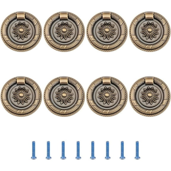 Bronze Ring Pulls Vintage Bronze Drawer Ring Pulls Round Drawer Pull Rings Single Hole Drop Knob with Screws