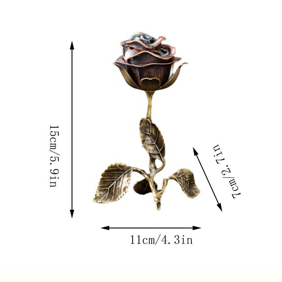 Bronze Rose-Shaped Incense Burner Ornament Aromatherapy Diffuser Alloy Home Decor 1 Count