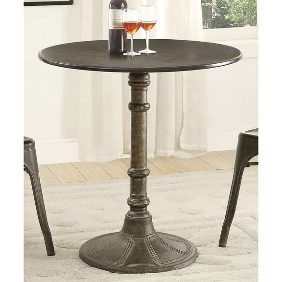 Bronze Round Dining Table For Intimate Settings - In A Hand-applied Finish 30-inch Limited Areas With