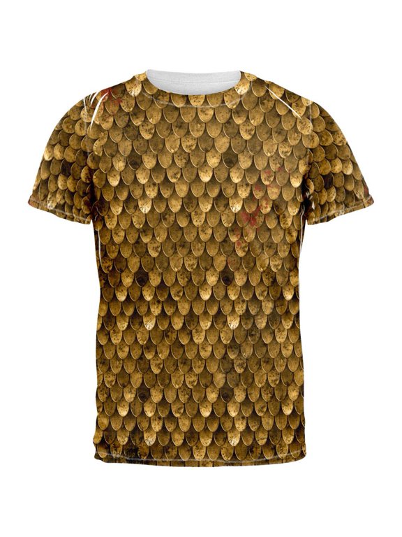 Bronze Scale Armor Costume All Over Adult T-Shirt - X-Large