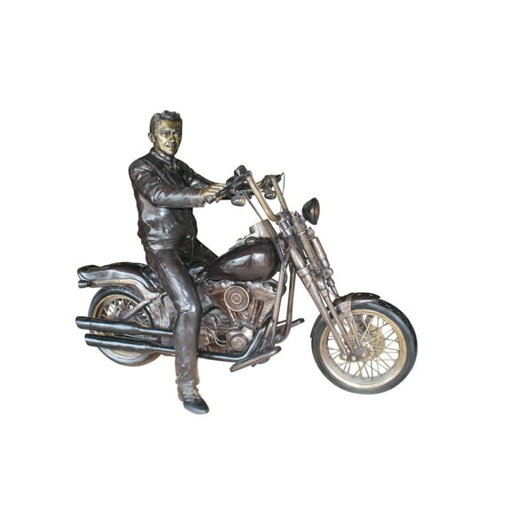Bronze Sculpture of Man on His Motorcycle Life Size 94" x 50" x 72"H