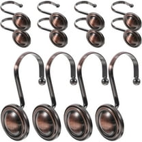 Bronze Shower Curtain Hooks Rings,Oil Rubbed Decorative Shower Curtain Hooks ,Rustproof Vintage Shower Hooks for Bathroom ,Set of 12 (Oil-Rubbed Bronze)