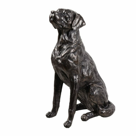 Hi-Line Gift Ltd. Bronze Sitting Labrador Life Size Resin Home Decor Living Room Display