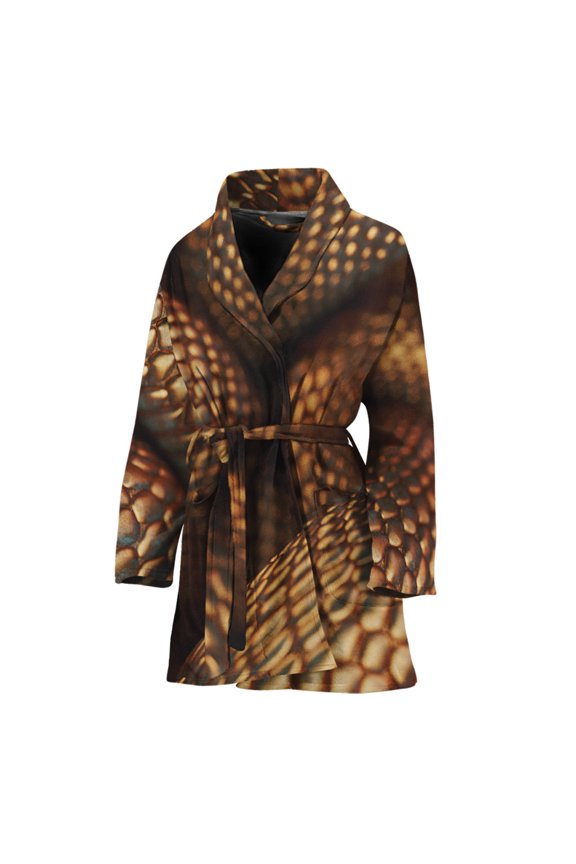 Bronze Snake Women Bathrobe One Size Univeral Fits, Snakes Python Fashion Lightweight Plush Fleece Long Robe For Women