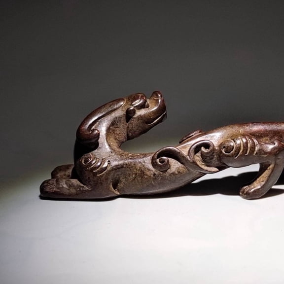 Bronze Solid Chilong Ornament Paperweight Cologne Pen Holder Ruler Tea Pet Home