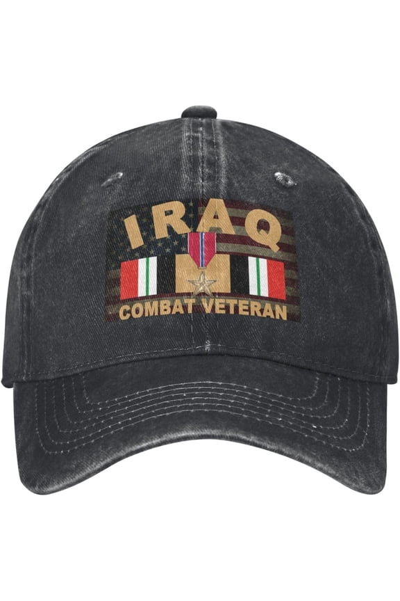 Bronze Star Iraq Combat Veteran Baseball Cap Adjustable Personalized Adult Sports Hats