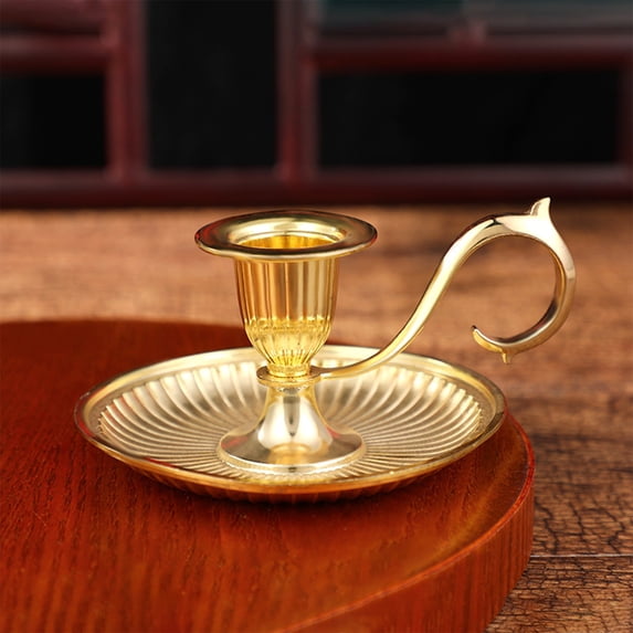 Bronze Taper Candle Holder with Handle - European Style Candlestick for Wedding and Home Decor