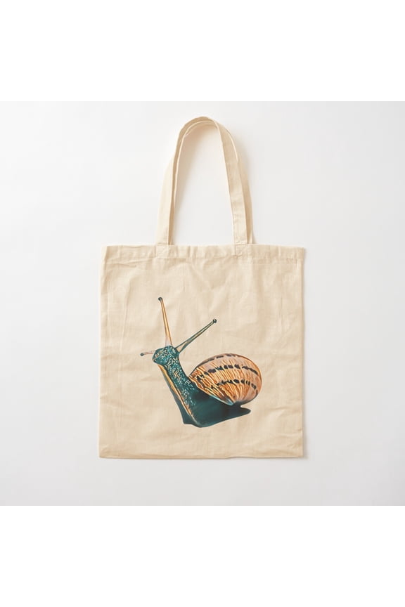 Bronze Teal Funky Spotted Snail Art 1 Canvas Tote Bags, Reusable Shopping Bag