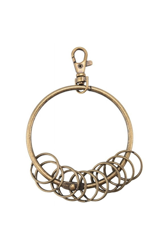Bronze Tone Carabiner Prisoner Keyring 10 Loops Key Chain Ring 7.6cm