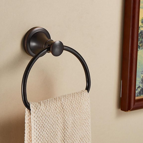 Bronze Towel Ring,Bathroom Hand Towel Holder,Oil Rubbed Towel Hanger Wall Mount Farmhouse Towel Rack Rustic Bath Accessories Half Round