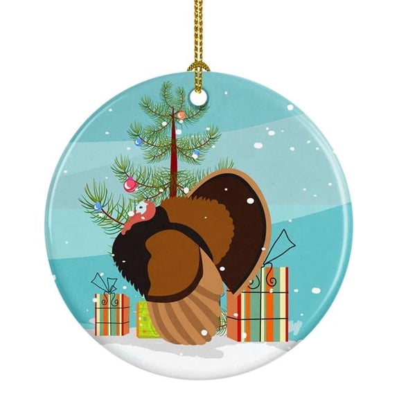 Bronze Turkey Christmas Ceramic Ornament