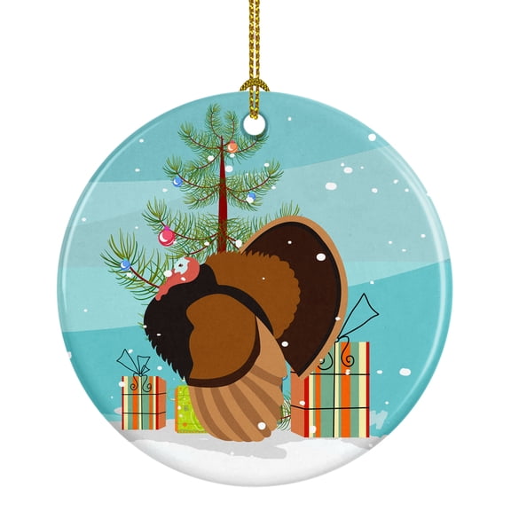 Bronze Turkey Christmas Ceramic Ornament