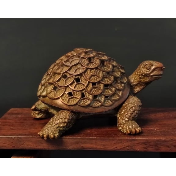 Bronze Turtle Statue Incense Burner Zen Meditation Asian Decor Collectible