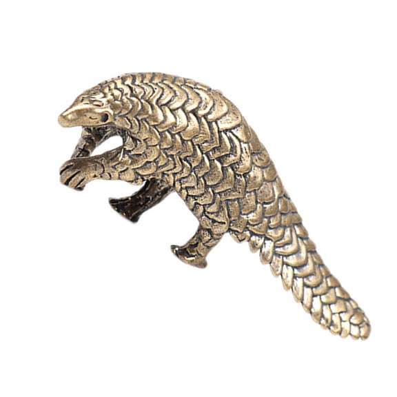 Brass Retro Pangolin Figurine Small Tabletop Decoration for Home Office Desk Vintage Desktop Ornament