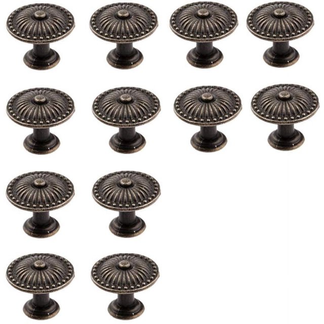 Bronze Vintage Dresser Knobs 12 Pack Antique Round Knobs for