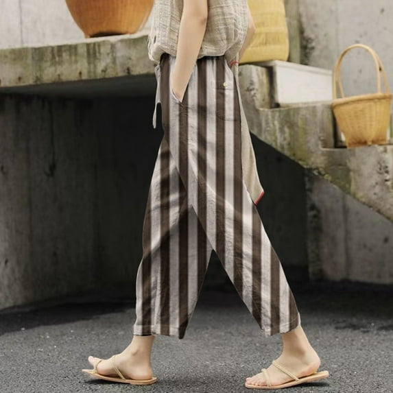Bronze Women's Casual Pants, Women'S Spring And Summer Casual Drawstring Pants,Women's Casual Pants L