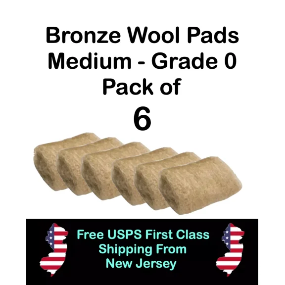Bronze Wool 6 Pads Medium Grade For Marine Automotive & Rv Cleaning & Sanding
