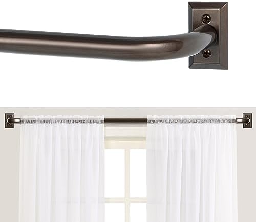 Bronze Wrap Around Curtain Rods 28 to 48 Inch:Blackout Heavy Duty Adjustable Window Curtain Rod Room Darkening,1Inch Modern Industrial Curved French Return Metal Drapery Rod Easy Install,Brown