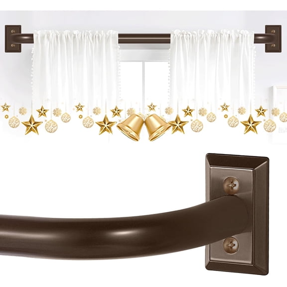Bronze Wrap Around Curtain Rods 66 to 120:Blackout Adjustable Window Curtain Rod,Room Darkening Heavy Duty Curved French Metal Single Drapery Rods for Bedroom Kitchen Easy Install,Antique Bronze