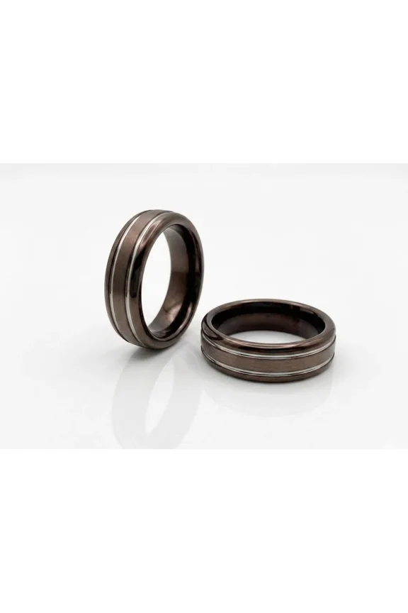 Bronze and Silver Men's Tungsten Wedding Band Ring Jewelry 6mm Sizes 7