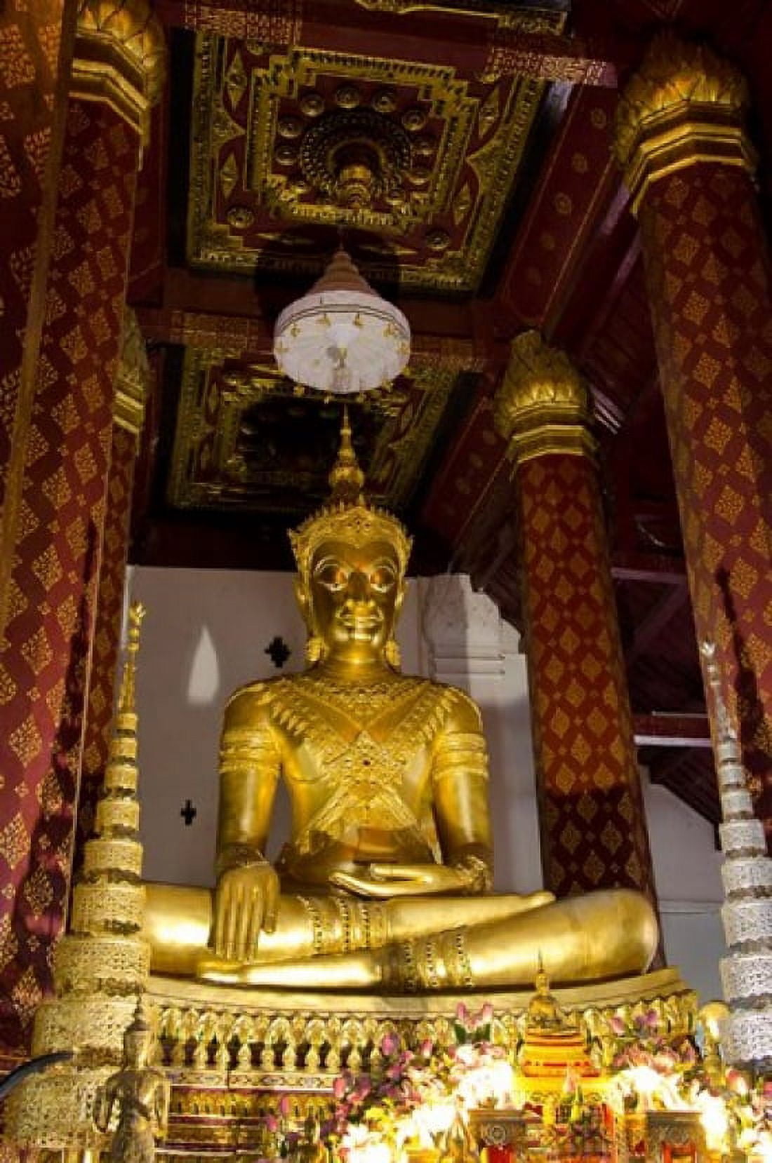 Bronze cast seated Buddha covered in gold Wat Na Phramane Ayuthaya Thailand Canvas Art - Cindy Miller Hopkins DanitaDelimont (17 x 25)
