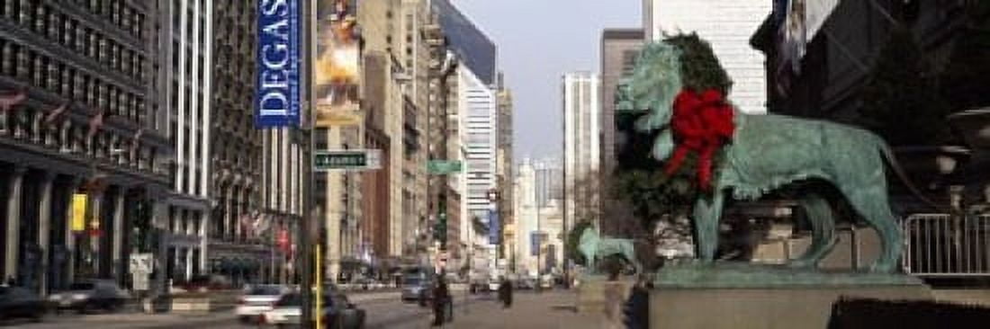 Bronze lion statue in front of a museum Art Institute Of Chicago Chicago Cook County Illinois USA Canvas Art - Panoramic Images (18 x 6)