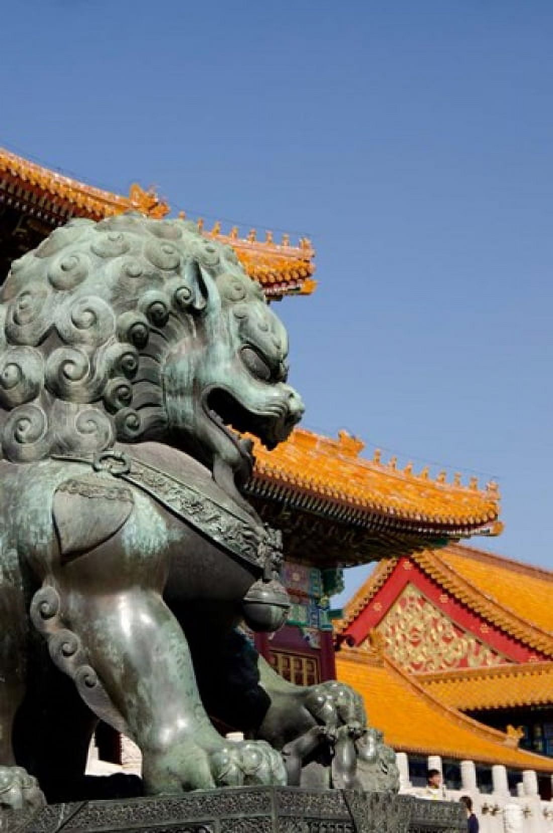 Bronze mythological lion statue Forbidden City Beijing China Canvas Art - Cindy Miller Hopkins DanitaDelimont (22 x 33)