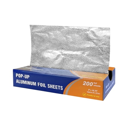 BronzeOx Pre-Cut Pop-Up Aluminum Foil Sheets, 9 x 10.75 Inches, 200 Sheets