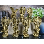 Bronzed Byzantine Orthodox Catholic Church Seven Archangels Statue Set 4.75Tall