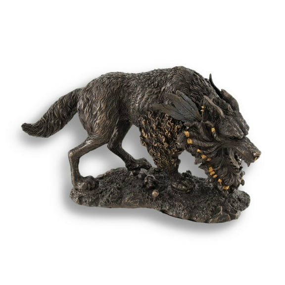 Bronzed Fenrir the Wolf Norse Mythology Statue