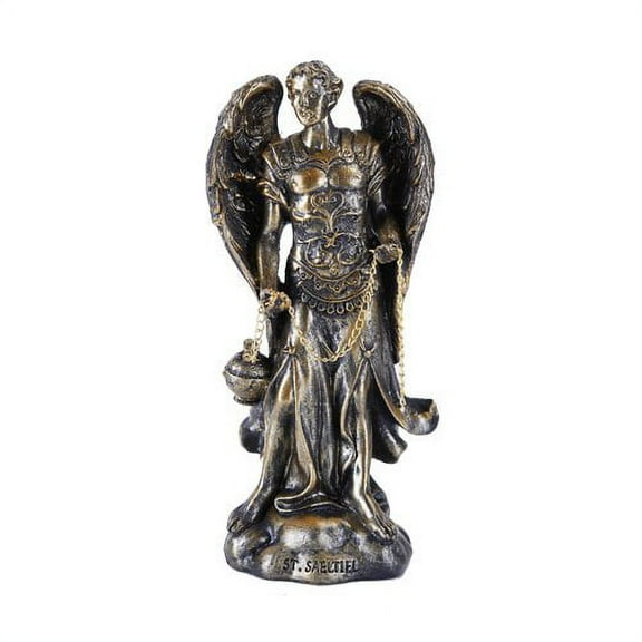 Bronzed Small Saint Sealtiel Figurine Made of Polyresin